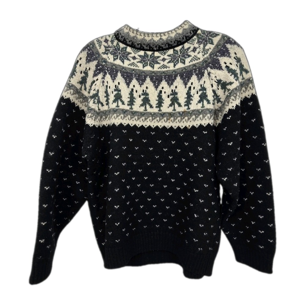 Vintage 90s Eddie Bauer Fair Isle 100% Wool Alpine Sweater Womens XXL Ski Winter